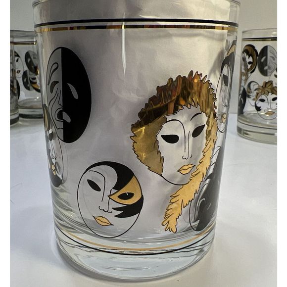 Vintage Mardi GrasāCocktail Glasses Masks - Picture 7 of 7
